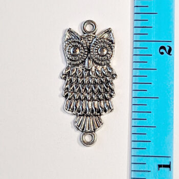 Silver Long Owl Charm / Connector - Image 2