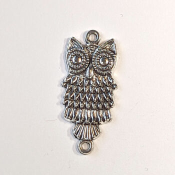 Silver Long Owl Charm / Connector