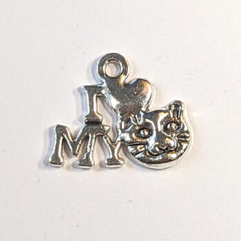 I Love My Cat Charm Antique Silver