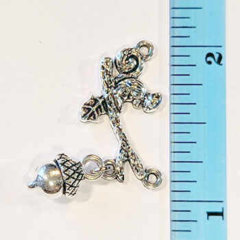 Squirrel Branch Acorn Pendant / Connector Antique Silver - Image 2