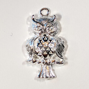 Owl Charm on Branch Silver