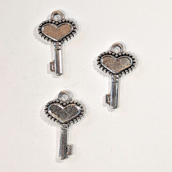 Small Heart Key Charm Antique Silver - Image 5