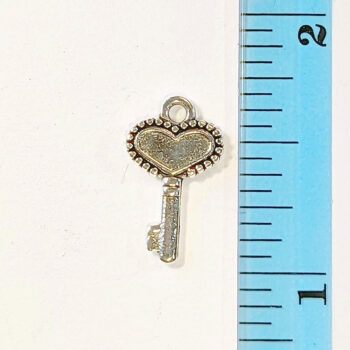 Small Heart Key Charm Antique Silver - Image 4