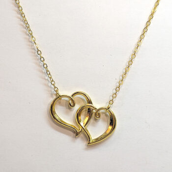 Interlocking Hearts Connector Pendant Gold Necklace - Image 4