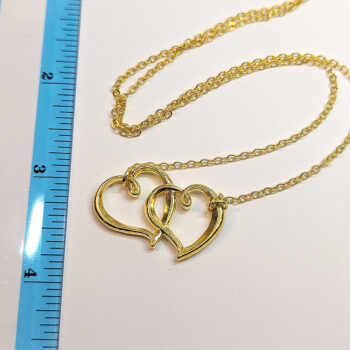 Interlocking Hearts Connector Pendant Gold Necklace - Image 3