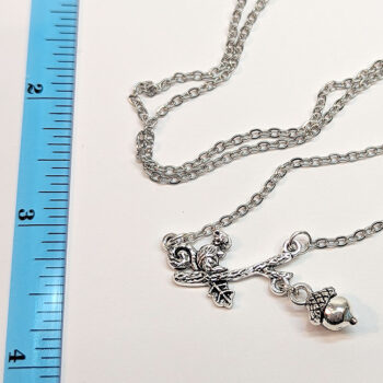 Squirrel on a Branch with an Acorn Antique Silver Necklace - Image 5