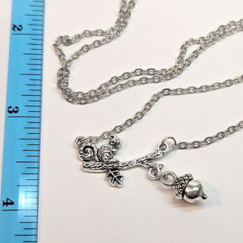 Squirrel on a Branch with an Acorn Antique Silver Necklace - Image 4