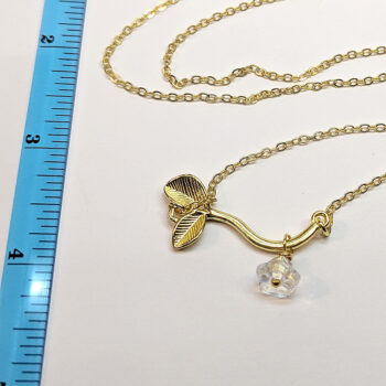 Gold Connector Branch Leaves With Flower Necklace - Image 3