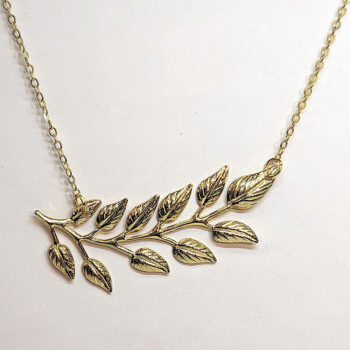 Gold Fern Branch Lightweight Filigree Necklace - Image 4