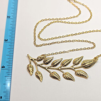 Gold Fern Branch Lightweight Filigree Necklace - Image 3