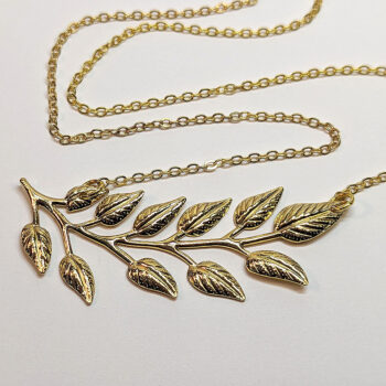 Gold Fern Branch Lightweight Filigree Necklace - Image 2