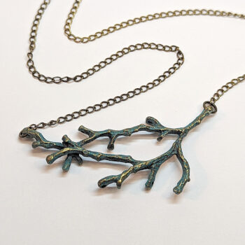 Antique Bronze Patina Connector Branch Necklace - Image 2