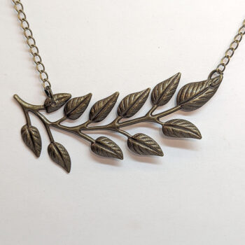 Antique Bronze Fern Branch Lightweight Filigree Necklace