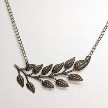 Antique Bronze Fern Branch Lightweight Filigree Necklace - Image 4