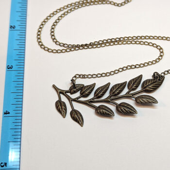 Antique Bronze Fern Branch Lightweight Filigree Necklace - Image 3