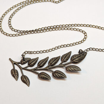 Antique Bronze Fern Branch Lightweight Filigree Necklace - Image 2