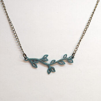 Antique Bronze Patina Branch Hollow Leaves Necklace - Image 4