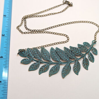 Large Antique Bronze Patina Fern Branch Leaf Leaves Necklace - Image 2