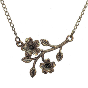 Antique Bronze Flowers Branch Leaves Connector Pendant