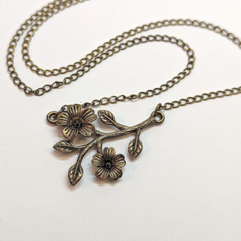 Antique Bronze Flowers Branch Leaves Connector Pendant - Image 2