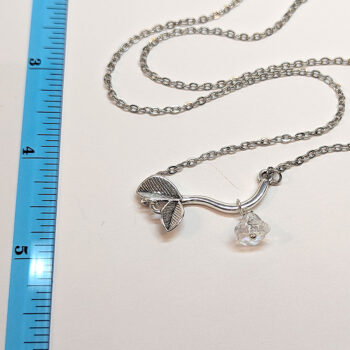 Antique Silver Connector Branch Leaves With Flower Necklace - Image 3