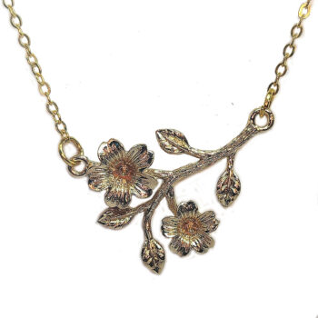 Gold Flowers Branch Leaves Connector Pendant