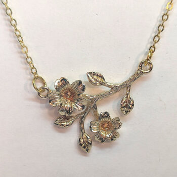 Gold Flowers Branch Leaves Connector Pendant - Image 4