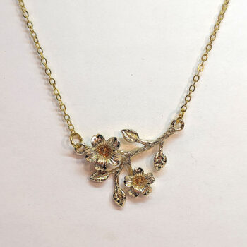 Gold Flowers Branch Leaves Connector Pendant - Image 5