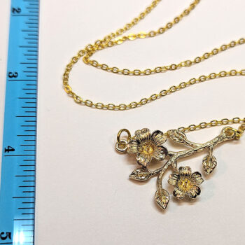 Gold Flowers Branch Leaves Connector Pendant - Image 3