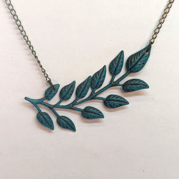 Antique Bronze Patina Fern Branch Lightweight Filigree Necklace