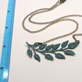 Antique Bronze Patina Fern Branch Lightweight Filigree Necklace - Image 3