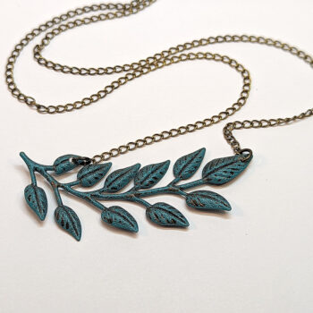 Antique Bronze Patina Fern Branch Lightweight Filigree Necklace - Image 2