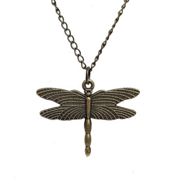 Antique Bronze Medium Dragonfly Vintage Style Necklace