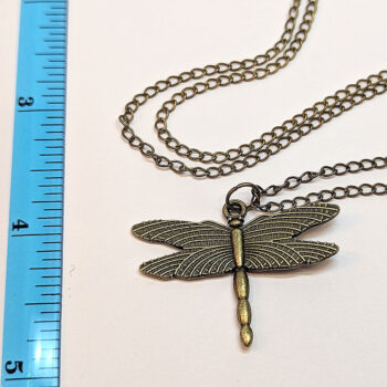 Antique Bronze Medium Dragonfly Vintage Style Necklace - Image 2