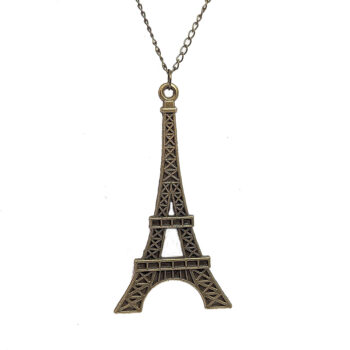 Antique Bronze Large Eiffel Tower Pendant Necklace