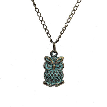 Small Patina Owl Vintage Style Necklace