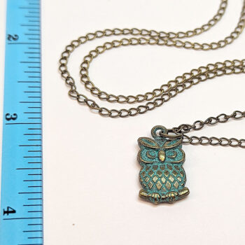 Small Patina Owl Vintage Style Necklace - Image 2