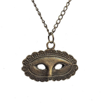 Antique Bronze Opera Mask Pendant Necklace