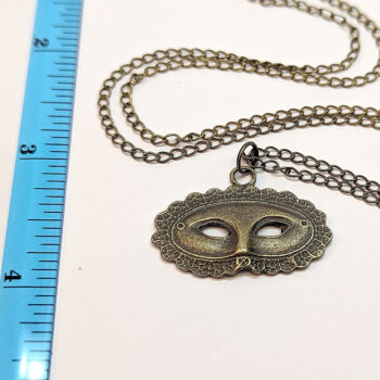 Antique Bronze Opera Mask Pendant Necklace - Image 2