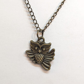 Antique Bronze Cute Owl Charm Necklace