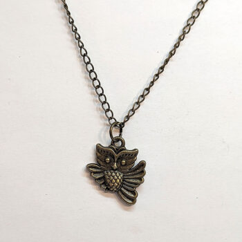 Antique Bronze Cute Owl Charm Necklace - Image 4