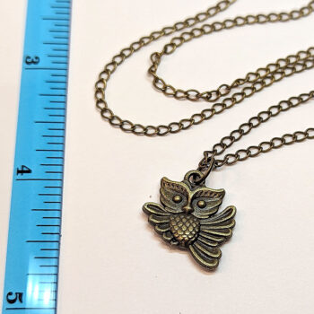 Antique Bronze Cute Owl Charm Necklace - Image 3