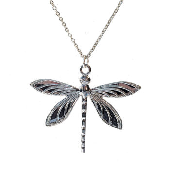 Silver Lightweight Filigree Dragonfly Necklace