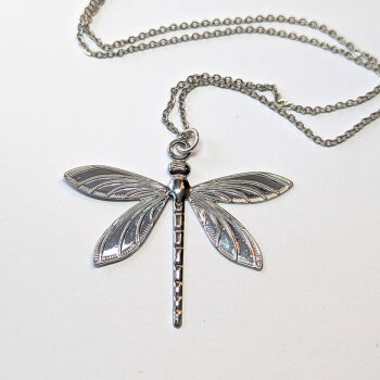 Silver Lightweight Filigree Dragonfly Necklace - Image 3