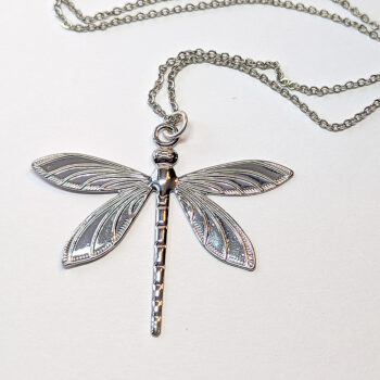 Silver Lightweight Filigree Dragonfly Necklace - Image 2