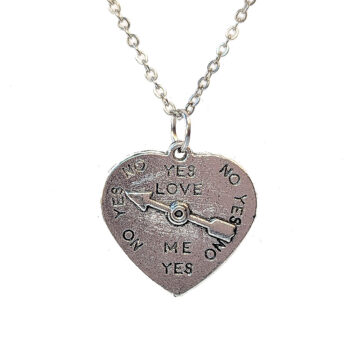 Antique Silver Yes No Love Fixed Spinner Necklace