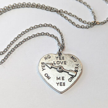 Antique Silver Yes No Love Fixed Spinner Necklace - Image 5