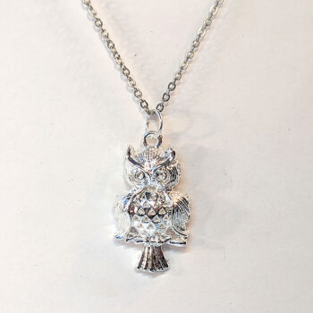 Silver Owl on Branch Charm Necklace - Image 4