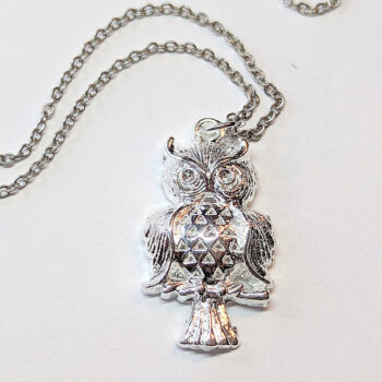 Silver Owl on Branch Charm Necklace - Image 3