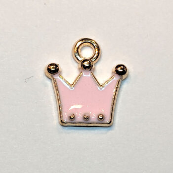 Dainty Pink Crown Enamel Charm Gold